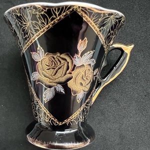 Italian Milano 24c Gold Trim Porcelain Tea Cup and Saucer